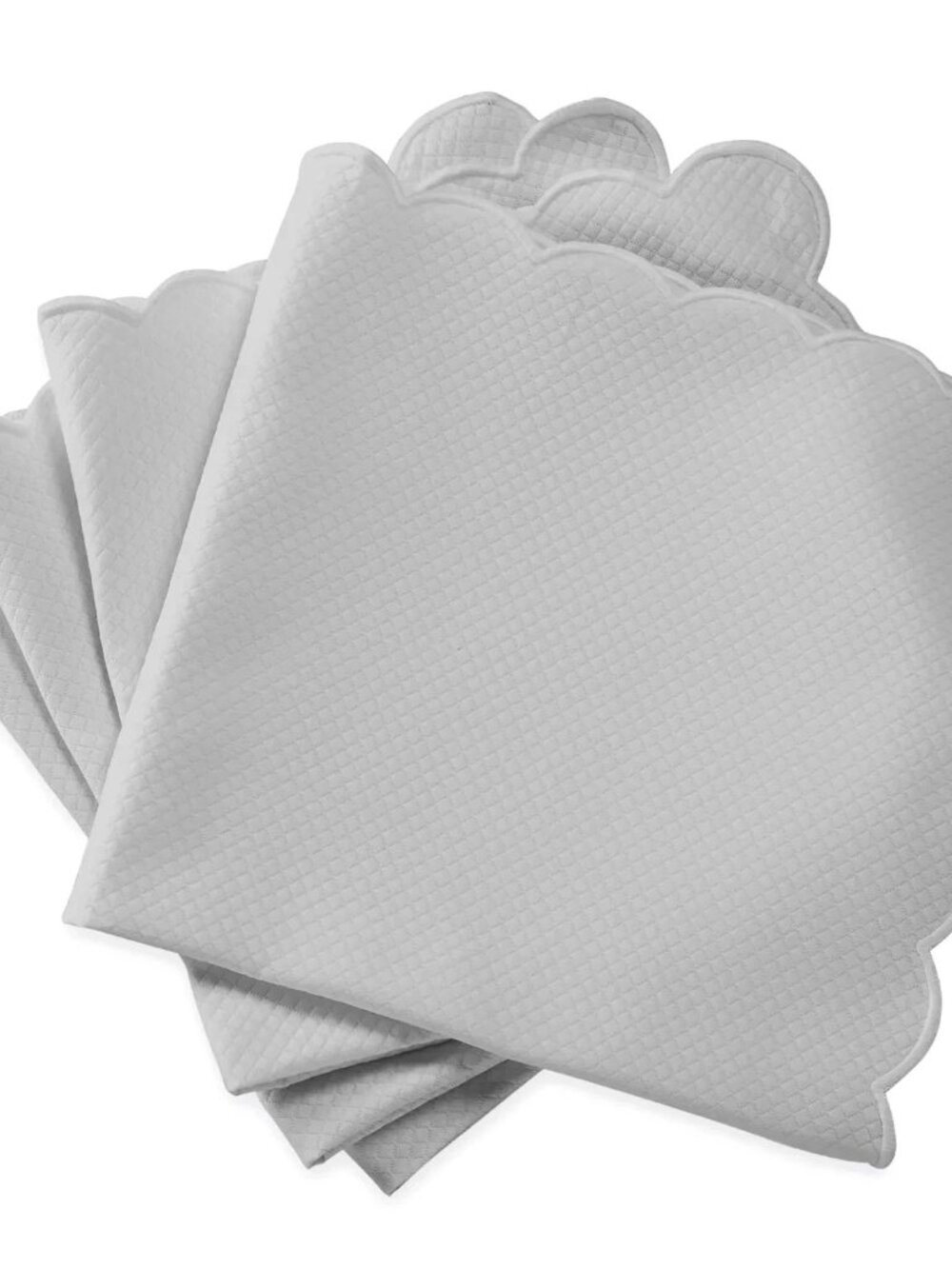 Matouk Savannah Gardens Napkins Set of 4 White 22x22 Scalloped Made USA